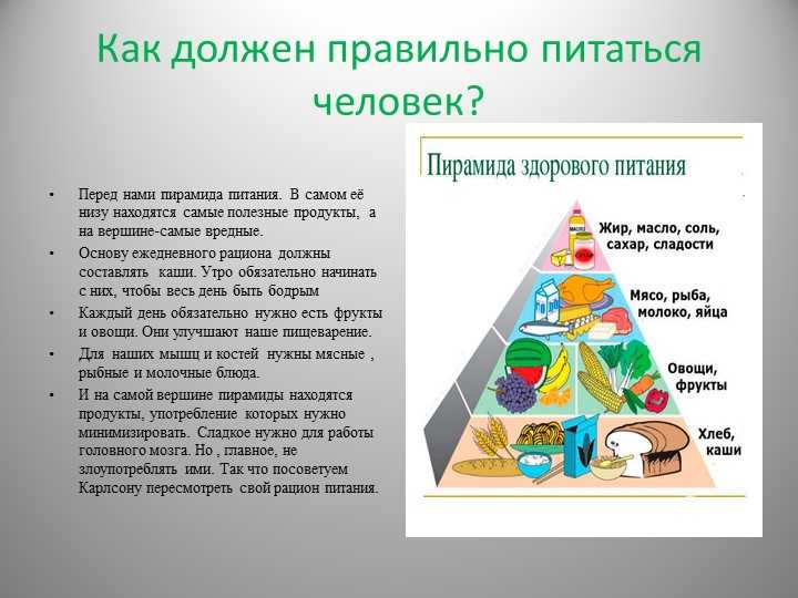 Пищевая пирамида правильного питания здорового человека