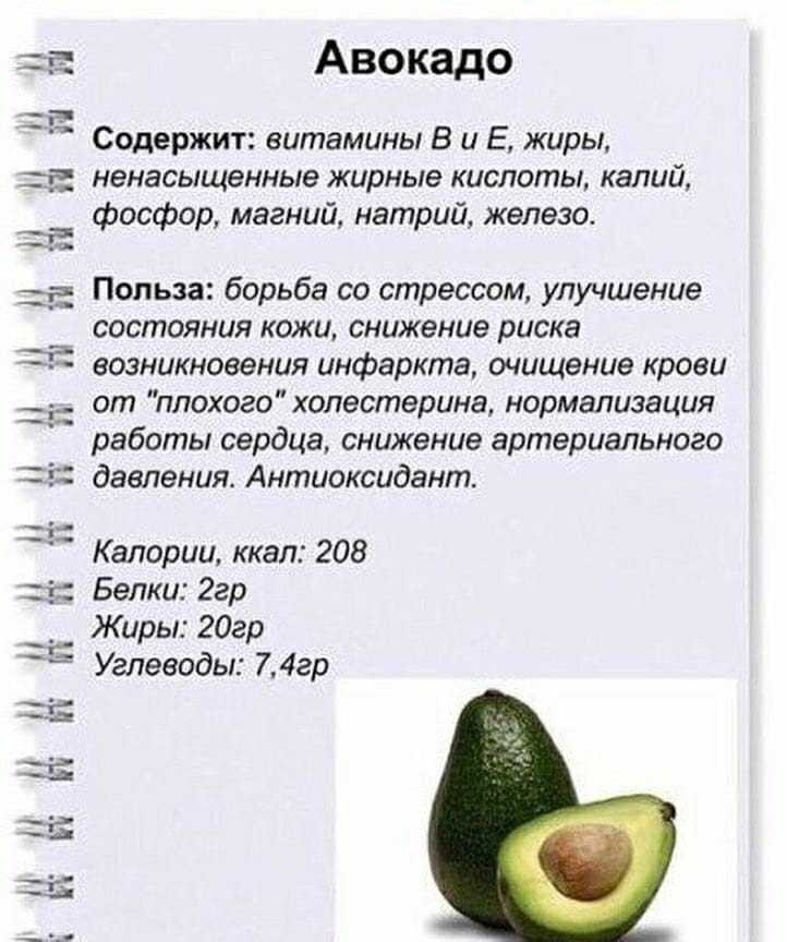 Калорийность авокадо