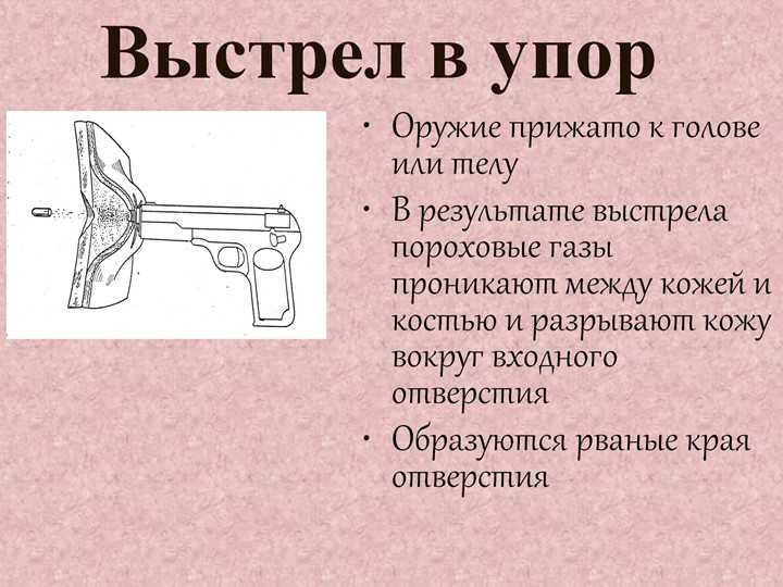 Как работает выстрел. Выстрел в герметичный упор. Огнестрельное ранение пистолета. Описание выстрела в упор. Признаки выстрела в упор.